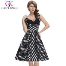 Grace Karin Ladies Design Sexy Preto Cor Branco Pequeno Dots Algodão Vintage Retro Dress 50s CL008901-11